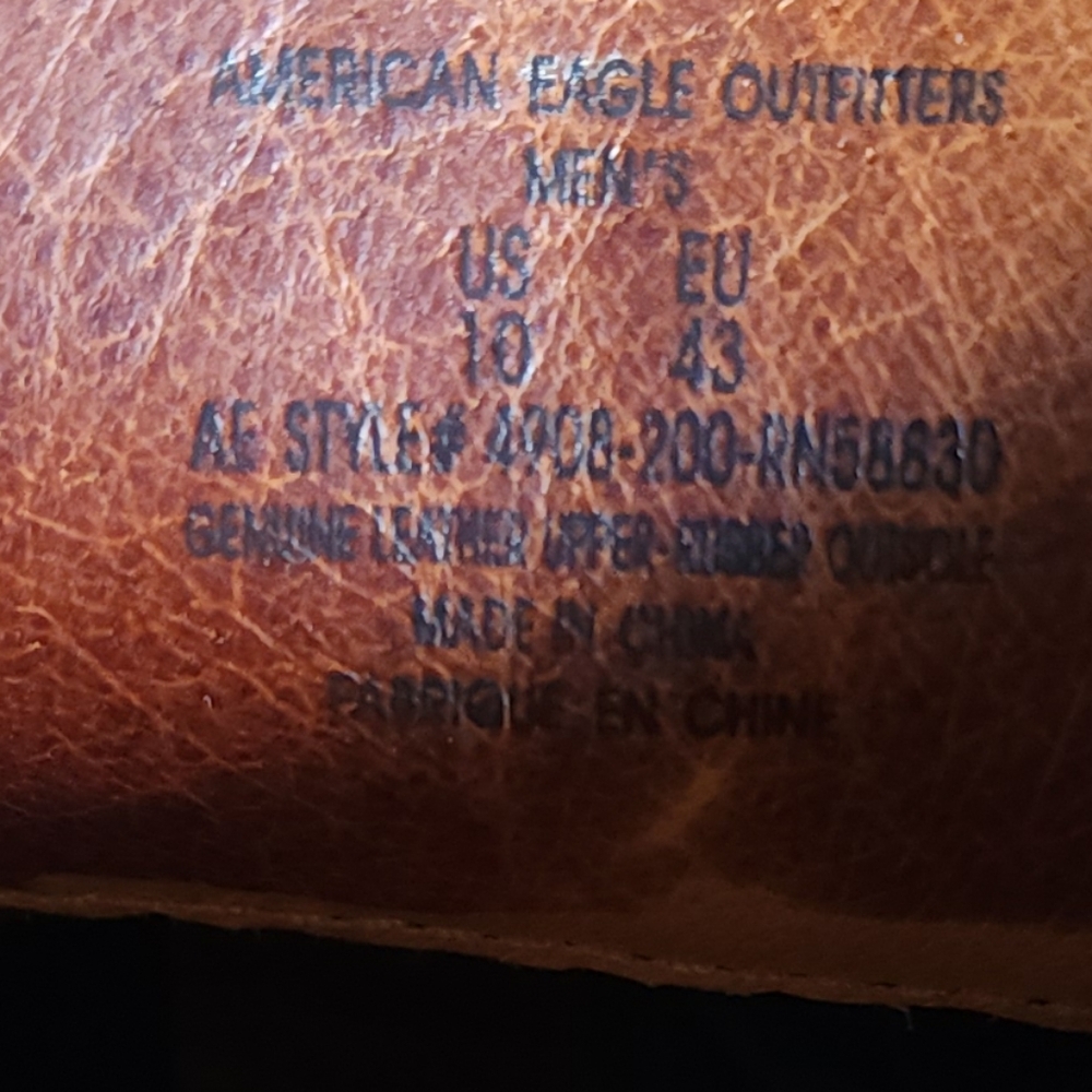 American Eagle Outfitters Dark Brown Leather Wingtip Oxford Men's Size 10 - Picture 8 of 9